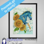 LIMITED EDITION Charity Ukraine Flag Horse and Sunflowers on Ukranian Map Matted Art Print